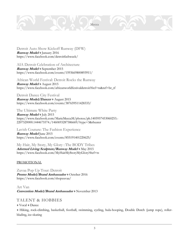 Model Acting Resume PDF - Model Acting Resume 3 638 
