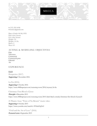 Model Acting Resume - Modelacting Resume 1 320 