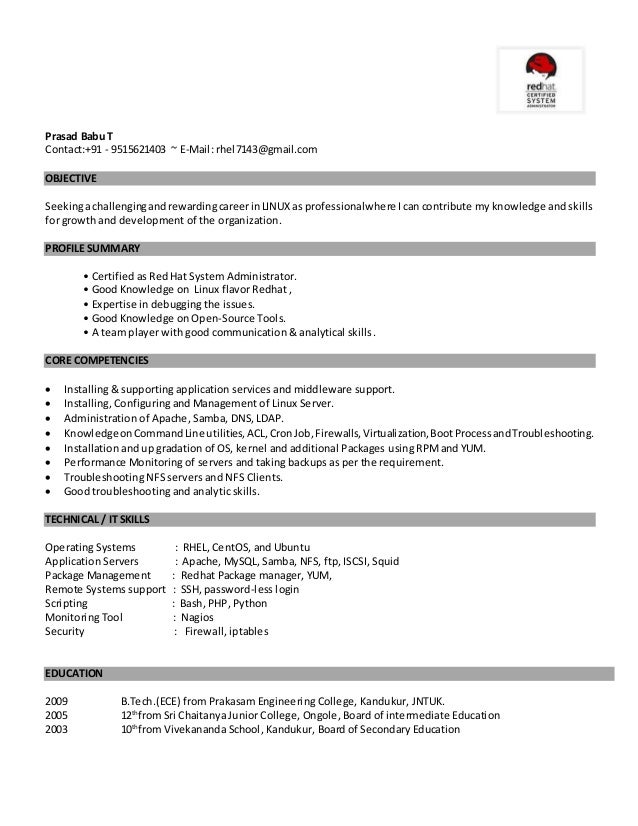 linux application support resume