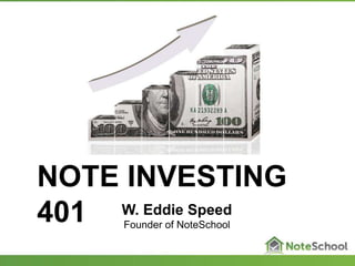NOTE INVESTING
401 W. Eddie Speed
Founder of NoteSchool
 