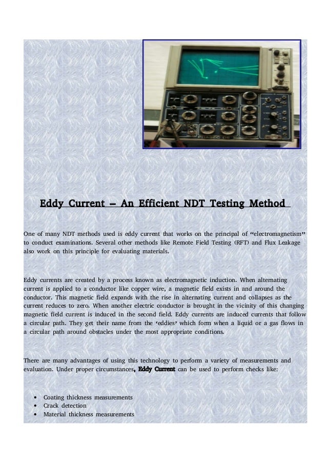 Eddy current an efficient ndt testing method