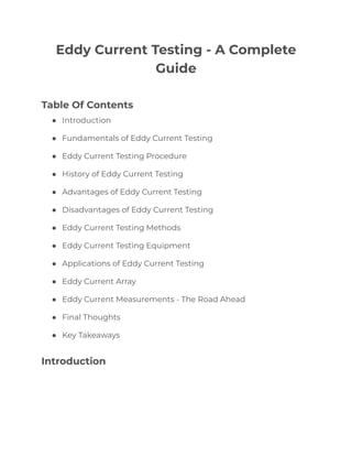 Eddy Current Testing - A Complete Guide | PDF