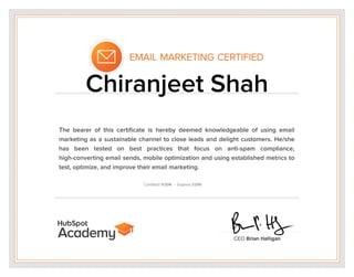 Hubspot Email Marketing certified