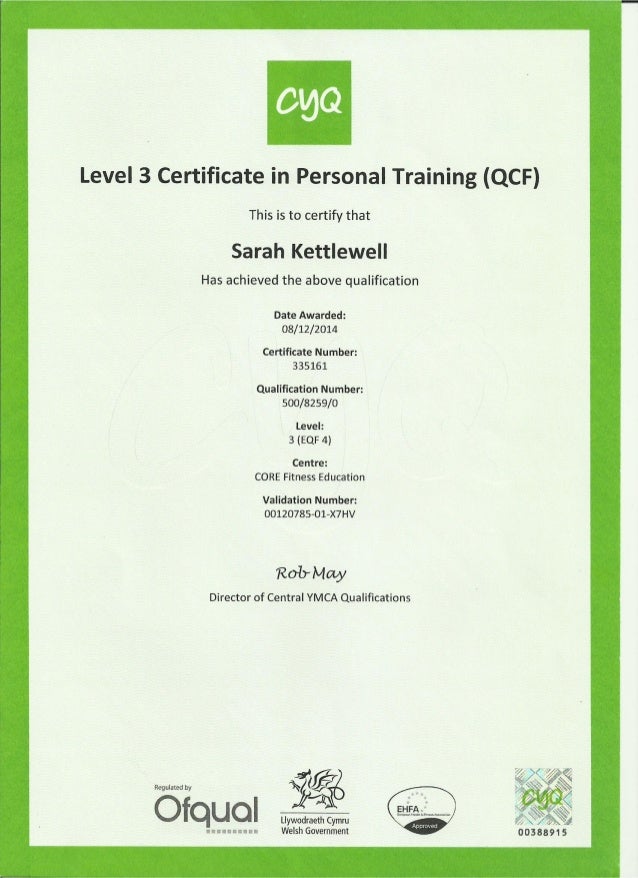 CYQ LEVEL 3 IN PERSONAL TRAINING