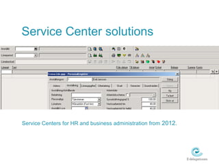 Service Center solutionsService Centers for HR and business administration from 2012.
