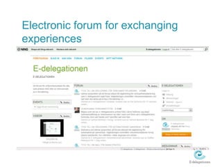 Electronic forum for exchanging experiences