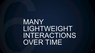 MANY
LIGHTWEIGHT
INTERACTIONS
OVER TIME
               40
 