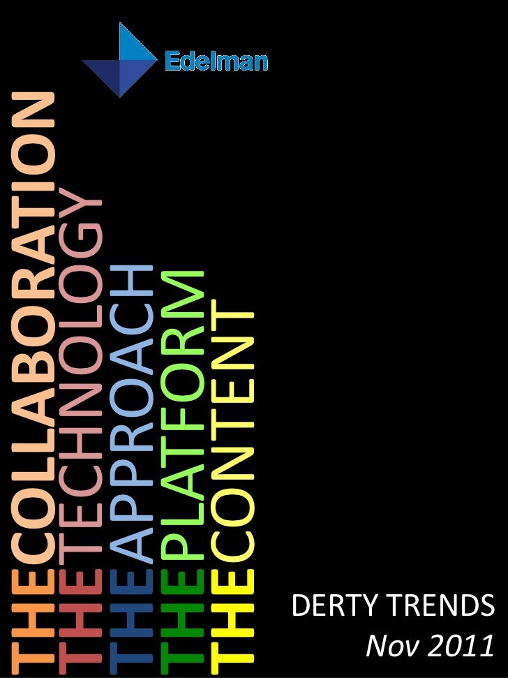 THECOLLABORATIONTHETECHNOLOGYTHEAPPROACHTHEPLATFORMTHECONTENTDERTY TRENDS    Nov 2011 