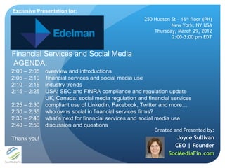 Joyce Sullivan presents Financial Services and Social Media to Edelman NYC