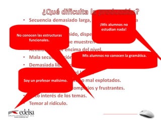 Mis alumnos no conocen la gramática. No conocen las estructuras funcionales. ¡Mis alumnos no estudian nada! Soy un profesor malísimo. 
