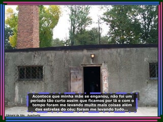 Acontece que minha mãe se enganou, não foi um período tão curto assim que ficamos por lá e com o tempo foram me levando muito mais coisas além das estrelas do céu; foram me levando tudo...   Câmara de Gás - Auschwitz 