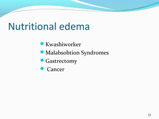 Nutritional edema
Kwashiworker
Malabsobtion Syndromes
Gastrectomy
 Cancer
25
 