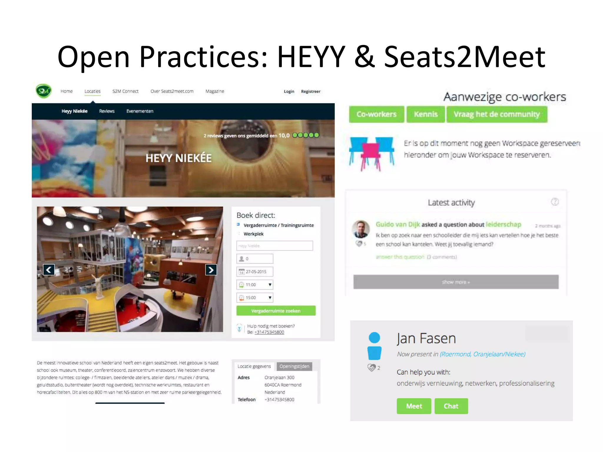Open Practices: HEYY & Seats2Meet
 