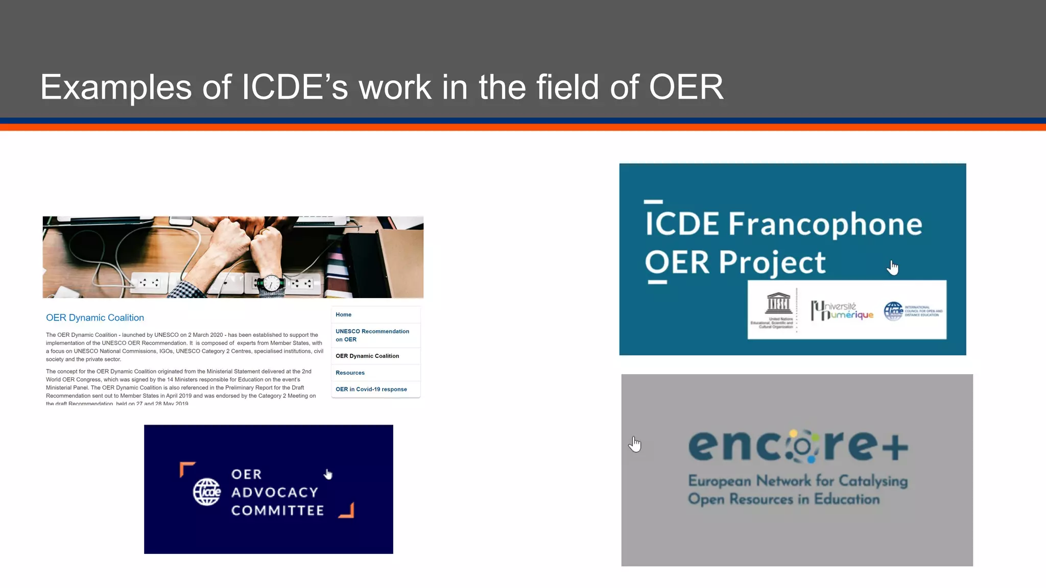 Examples of ICDE’s work in the field of OER
