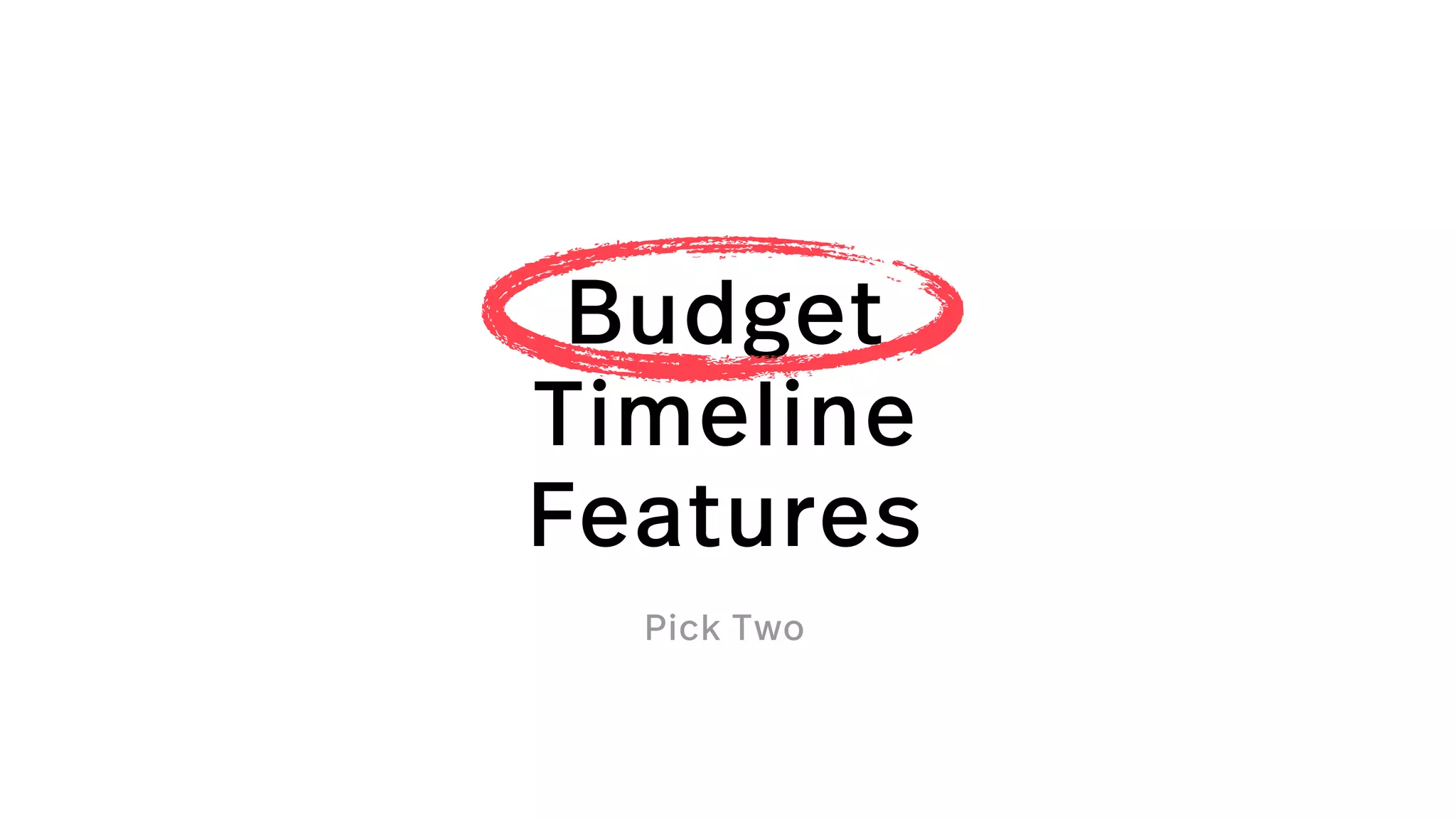 Budget
Timeline
Features
Pick Two
 