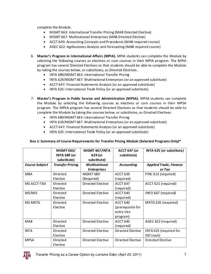 Stock options transfer pricing