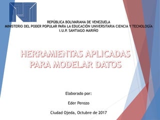 REPÚBLICA BOLIVARIANA DE VENEZUELA
MINISTERIO DEL PODER POPULAR PARA LA EDUCACIÓN UNIVERSITARIA CIENCIA Y TECNOLOGÍA
I.U.P. SANTIAGO MARIÑO
Elaborado por:
Eder Perozo
Ciudad Ojeda, Octubre de 2017
 