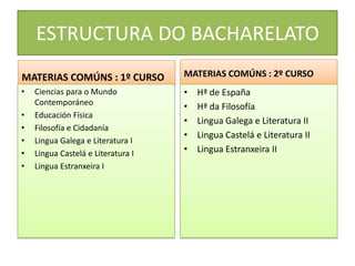 Materias propias da modalidade(ITINERARIOS) (o alumnado deberá cursar 3 materias propias de modalidade en cada un dos cursos de bacharelato. Das 6 materias de modalidade que se deberán cursar nos dous cursos de bacharelato, polo menos 5 deberán ser da modalidadeelexida