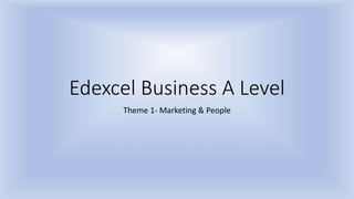 Edexcel Business A Level
Theme 1- Marketing & People
 