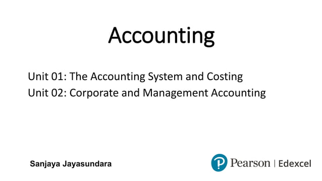 Edexcel IAL introduction - Unit 01 & 2 | PDF | Business Accounting ...