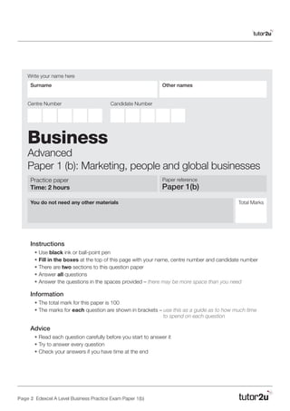 Edexcel practice paper 1 (b) | PDF