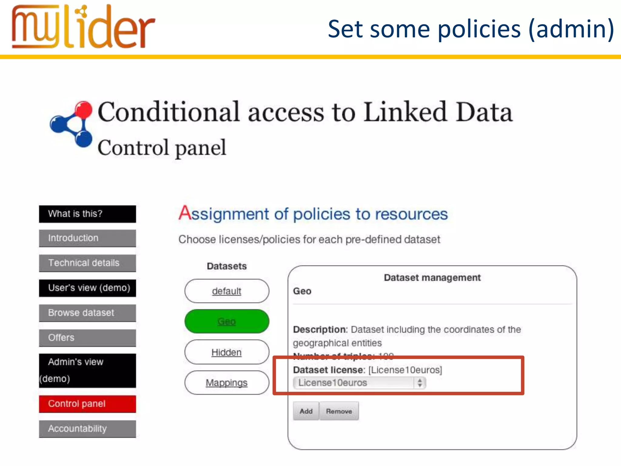 19/03/2014 22Daniel Vila-Suero
Set some policies (admin)
 