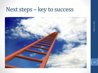 Next steps – key to success
March19,2014
10