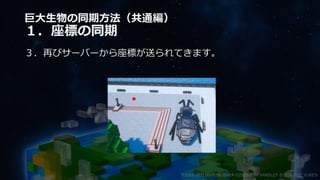 巨大生物の同期方法（共通編）
１．座標の同期
３．再びサーバーから座標が送られてきます。
©2003-2021 D3 PUBLISHER ©2003-2017 SANDLOT ©2019-2021 YUKE'S
 