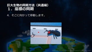 巨大生物の同期方法（共通編）
１．座標の同期
4．そこに向かって移動します。
©2003-2021 D3 PUBLISHER ©2003-2017 SANDLOT ©2019-2021 YUKE'S
 