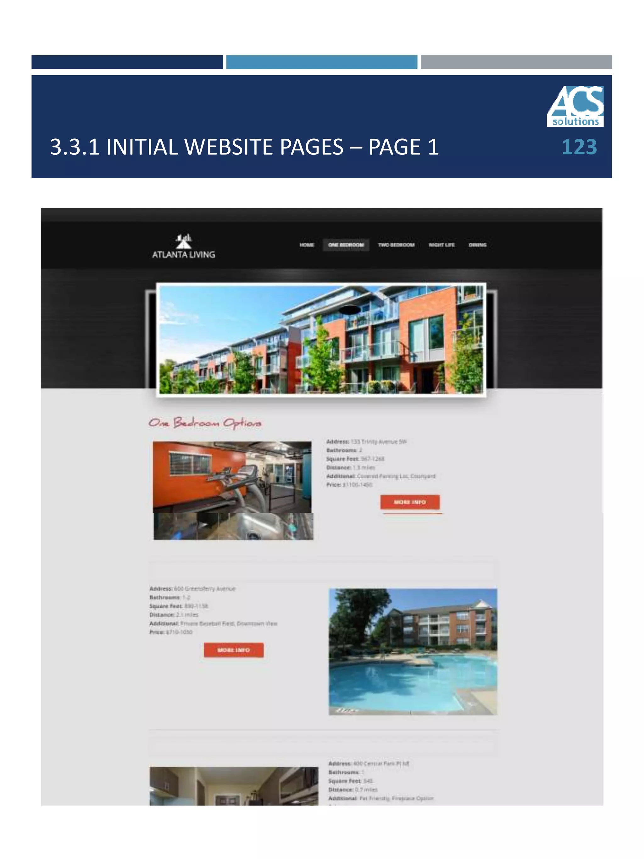 3.3.1 INITIAL WEBSITE PAGES – PAGE 1 123
 