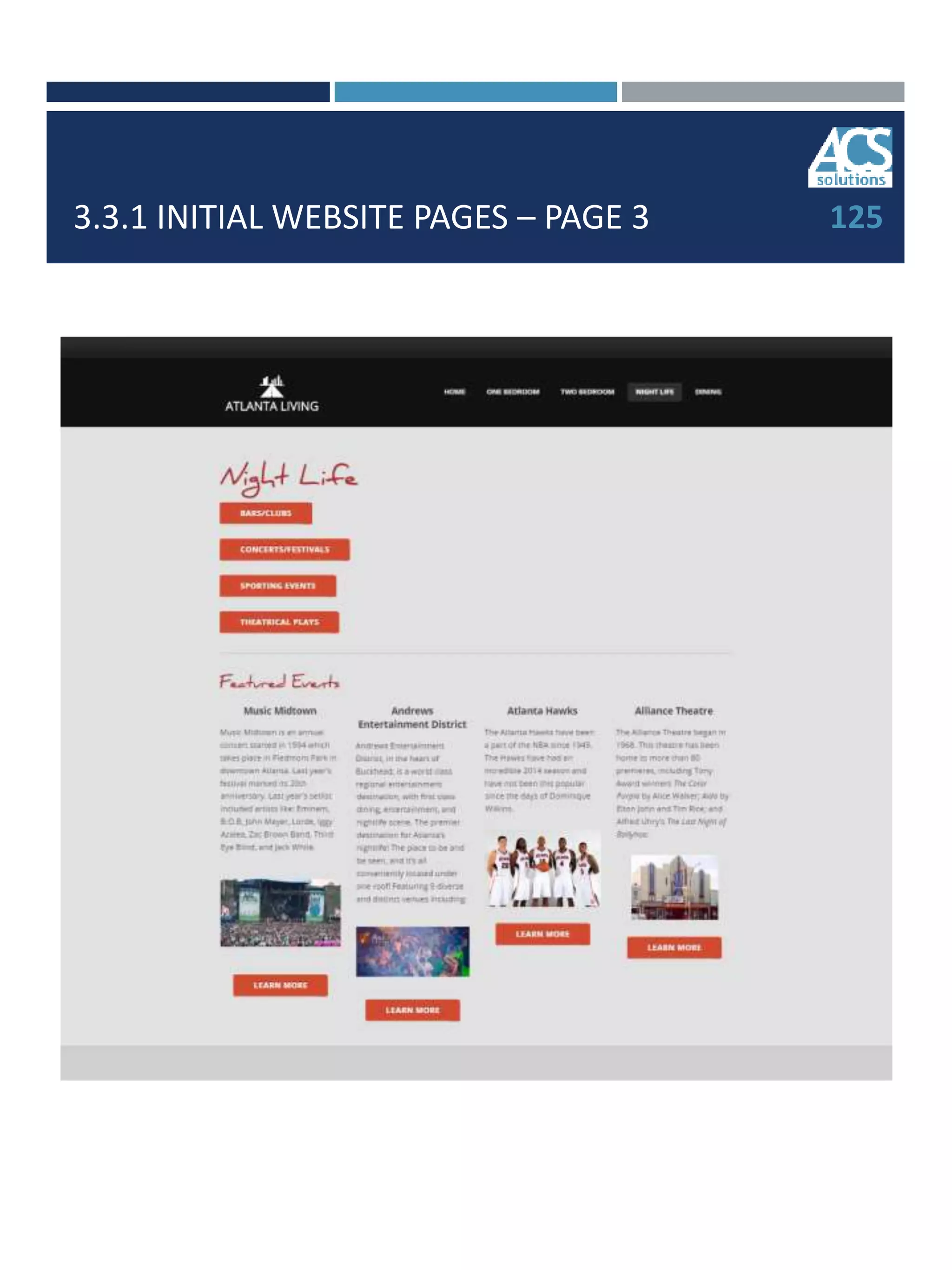 3.3.1 INITIAL WEBSITE PAGES – PAGE 3 125
 