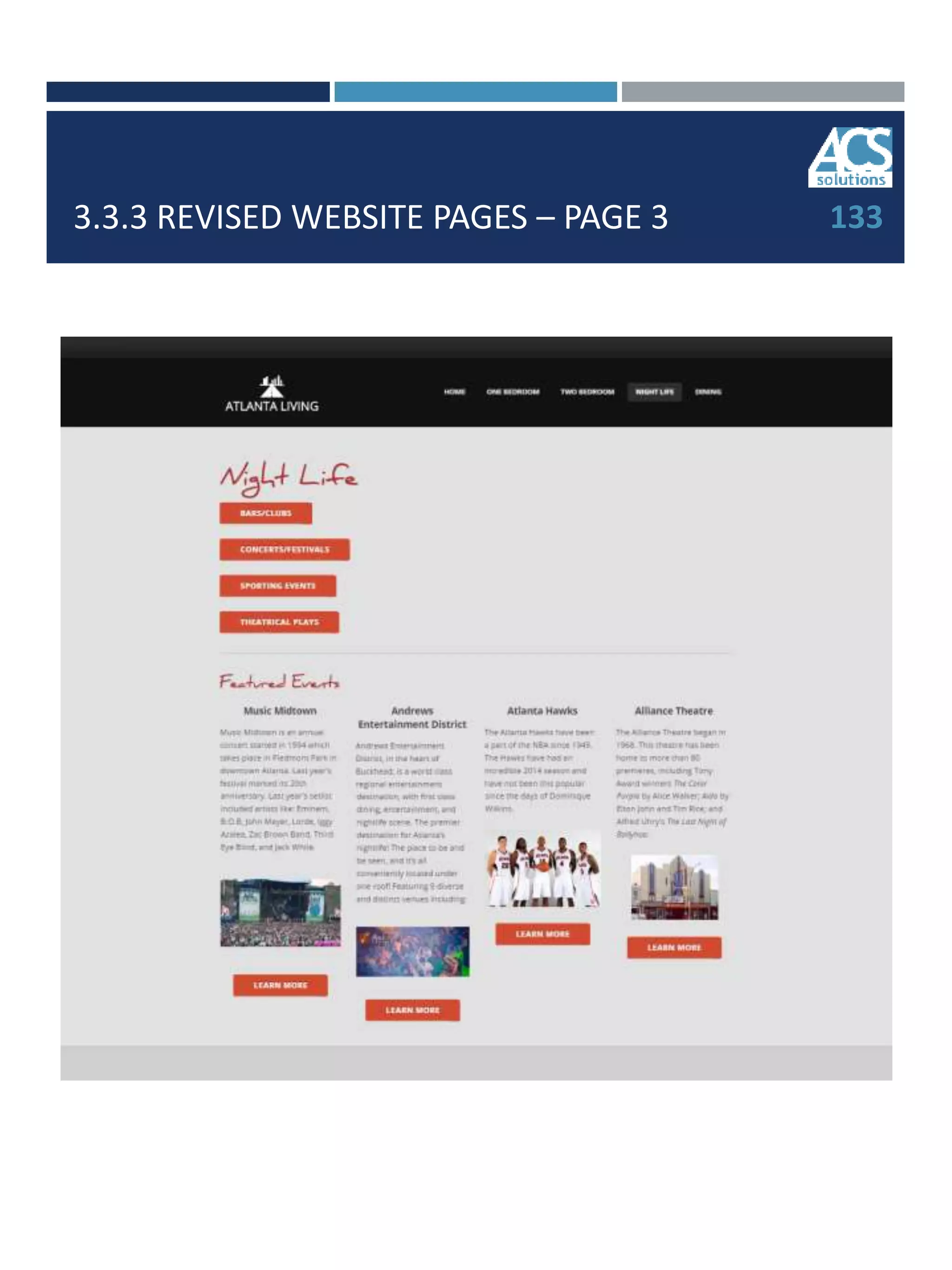 3.3.3 REVISED WEBSITE PAGES – PAGE 3 133
 