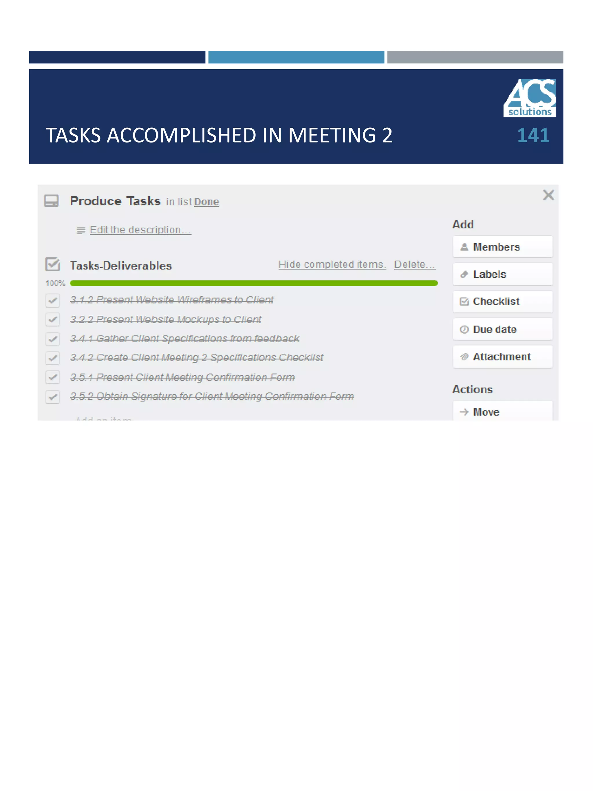 TASKS ACCOMPLISHED IN MEETING 2 141
 