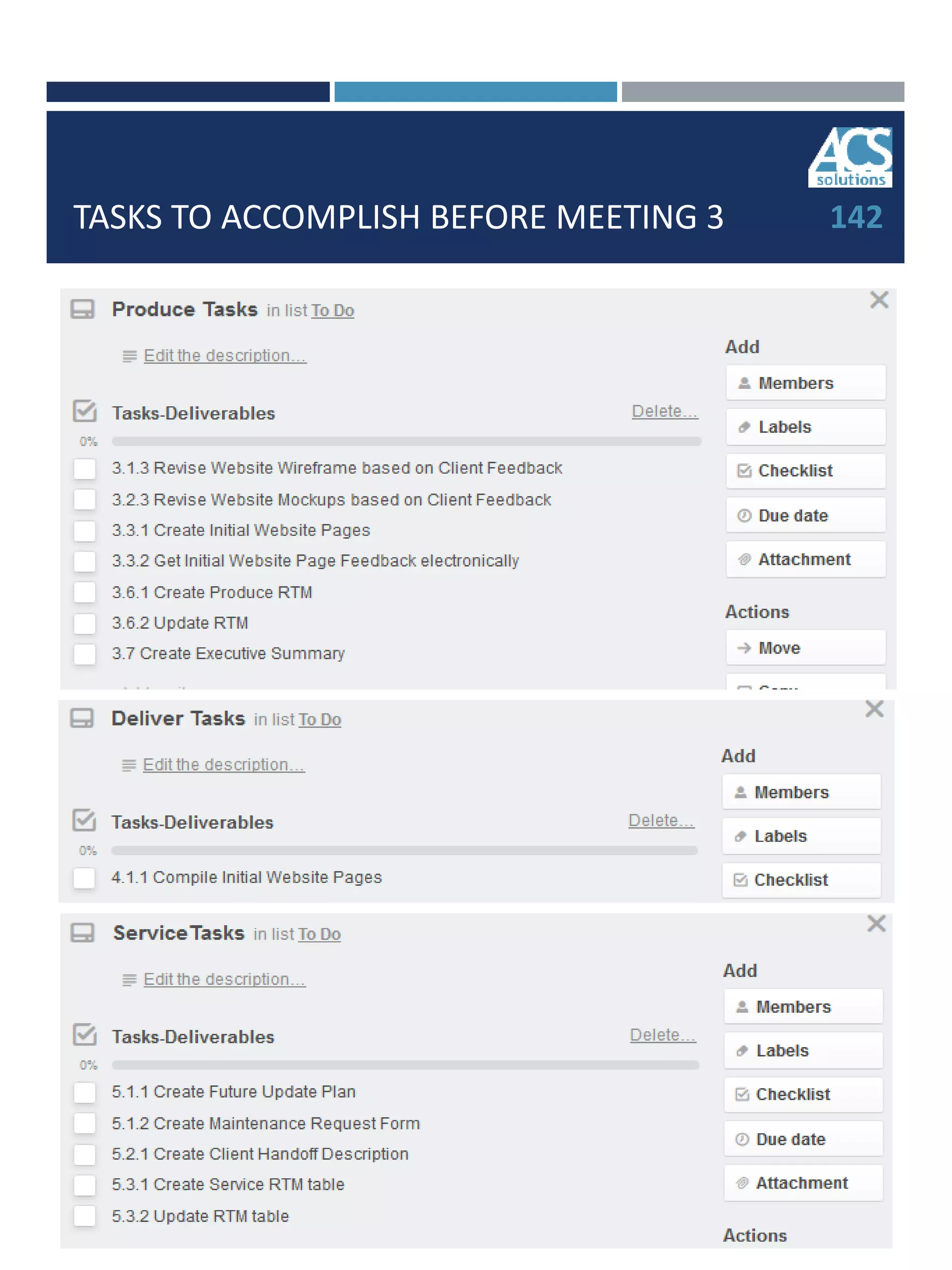 TASKS TO ACCOMPLISH BEFORE MEETING 3 142
 