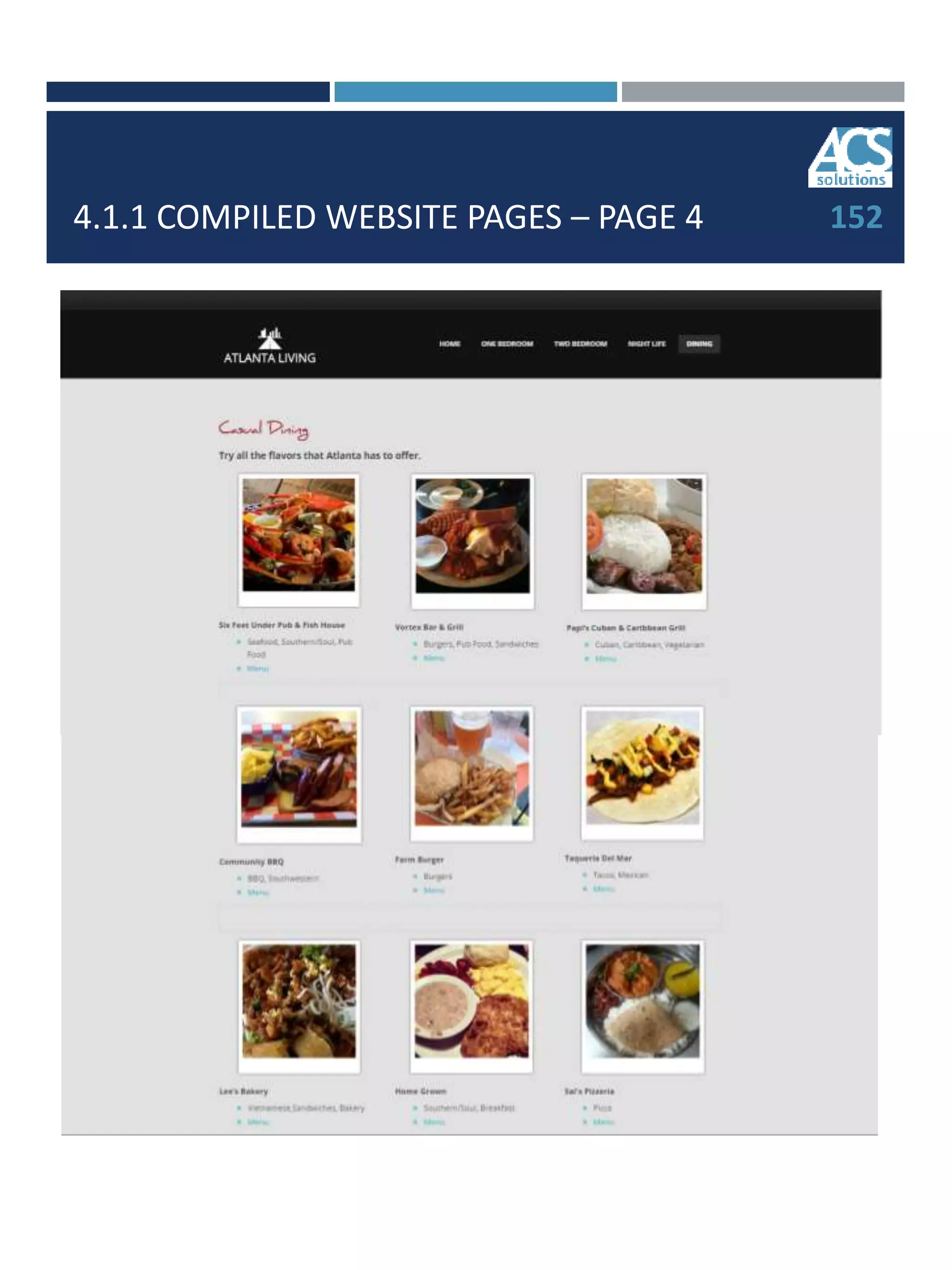4.1.1 COMPILED WEBSITE PAGES – PAGE 4 152
 