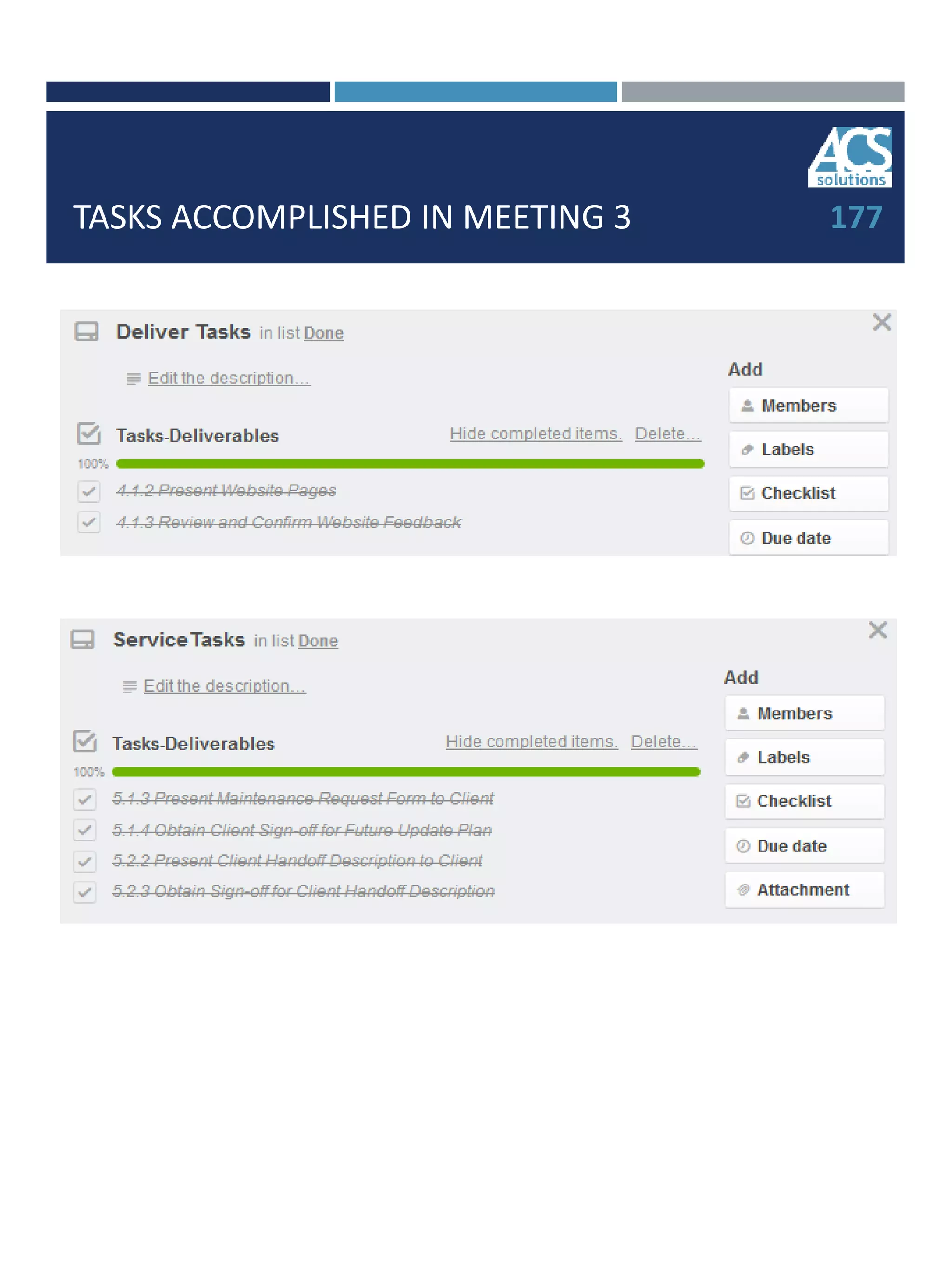 TASKS ACCOMPLISHED IN MEETING 3 177
 