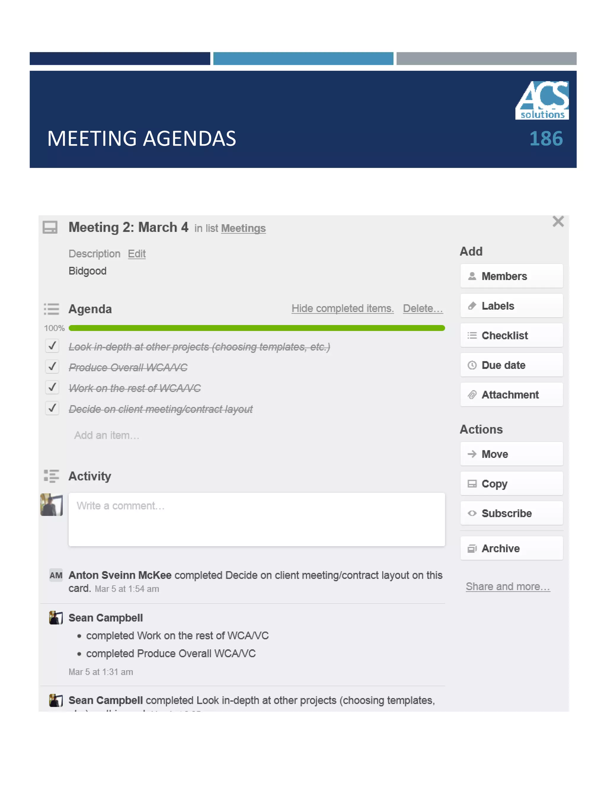MEETING AGENDAS 186
 