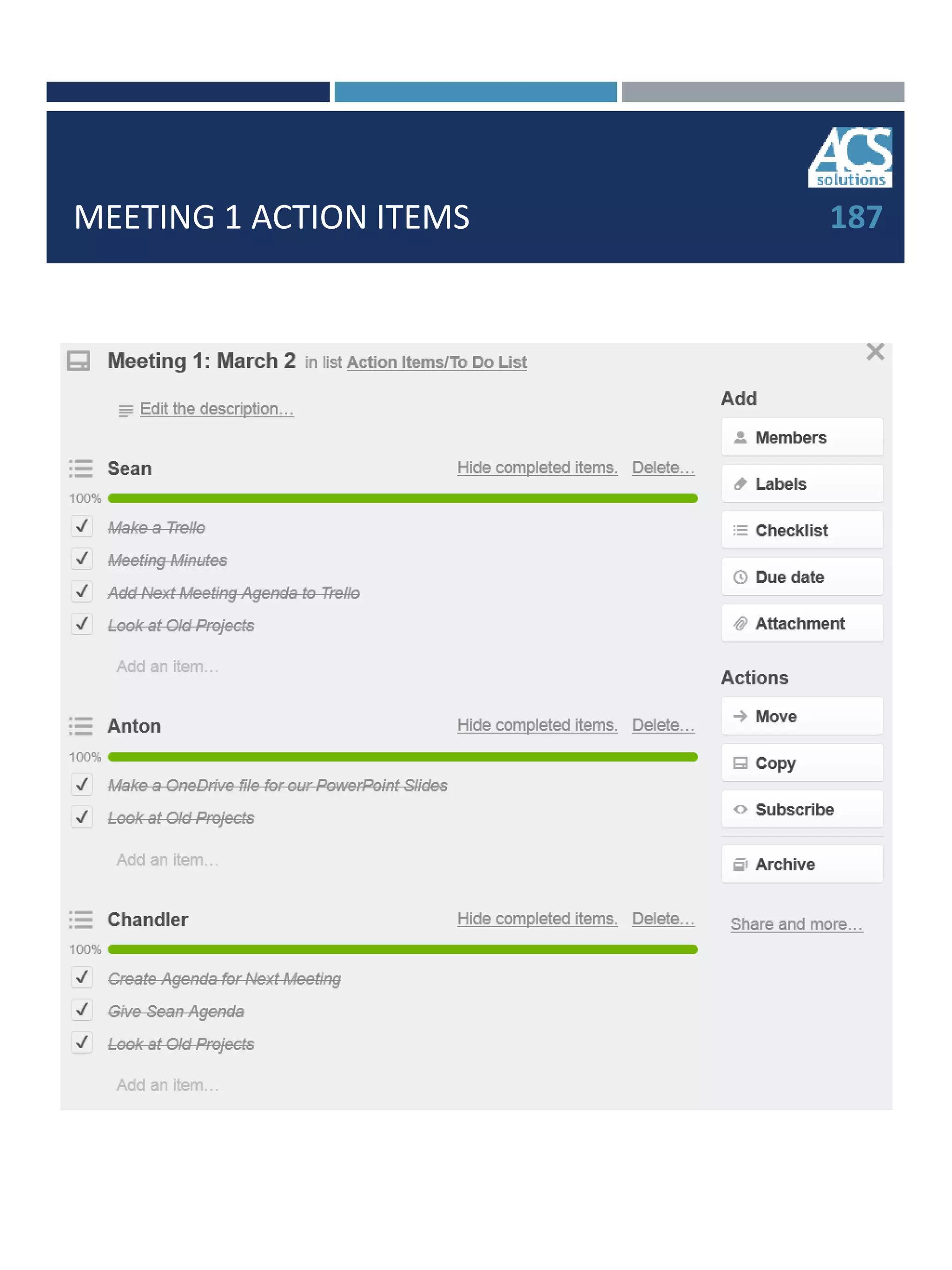 MEETING 1 ACTION ITEMS 187
 