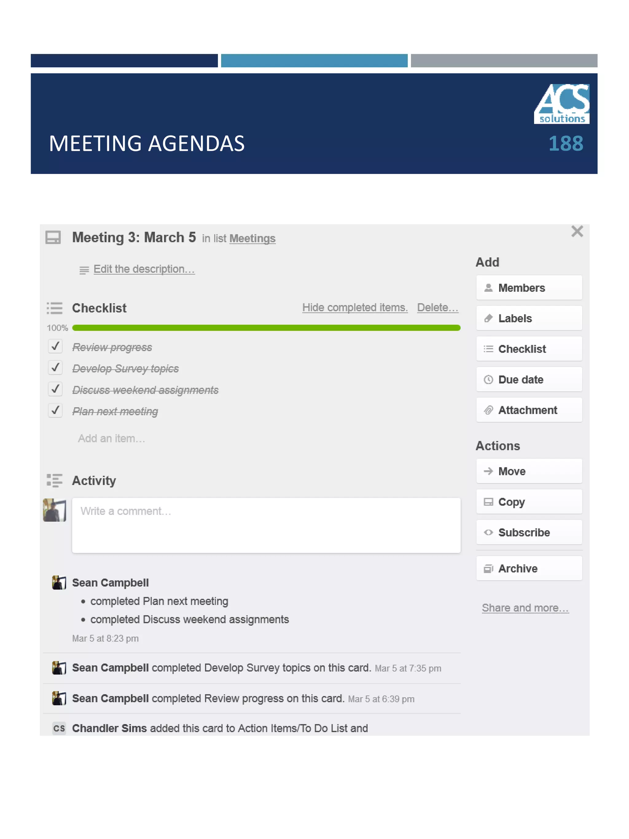 MEETING AGENDAS 188
 