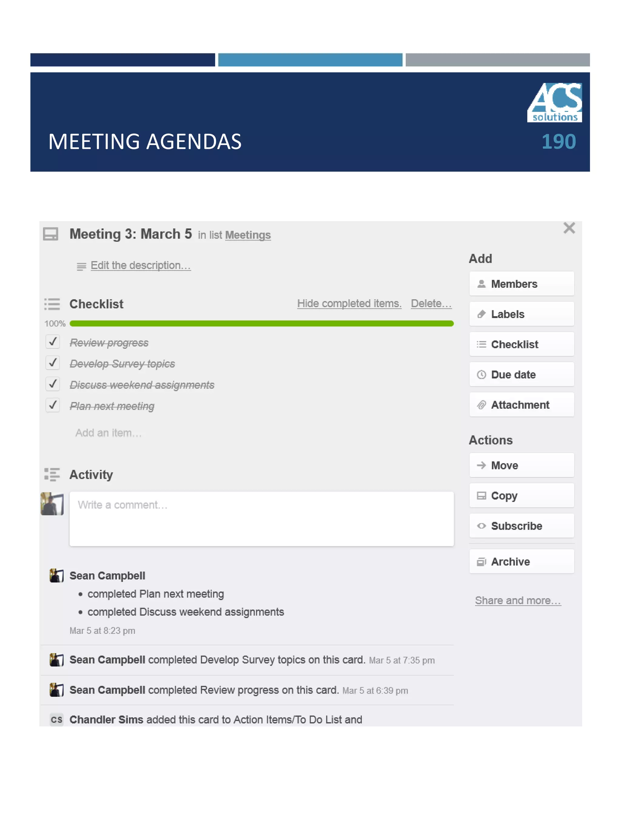 MEETING AGENDAS 190
 