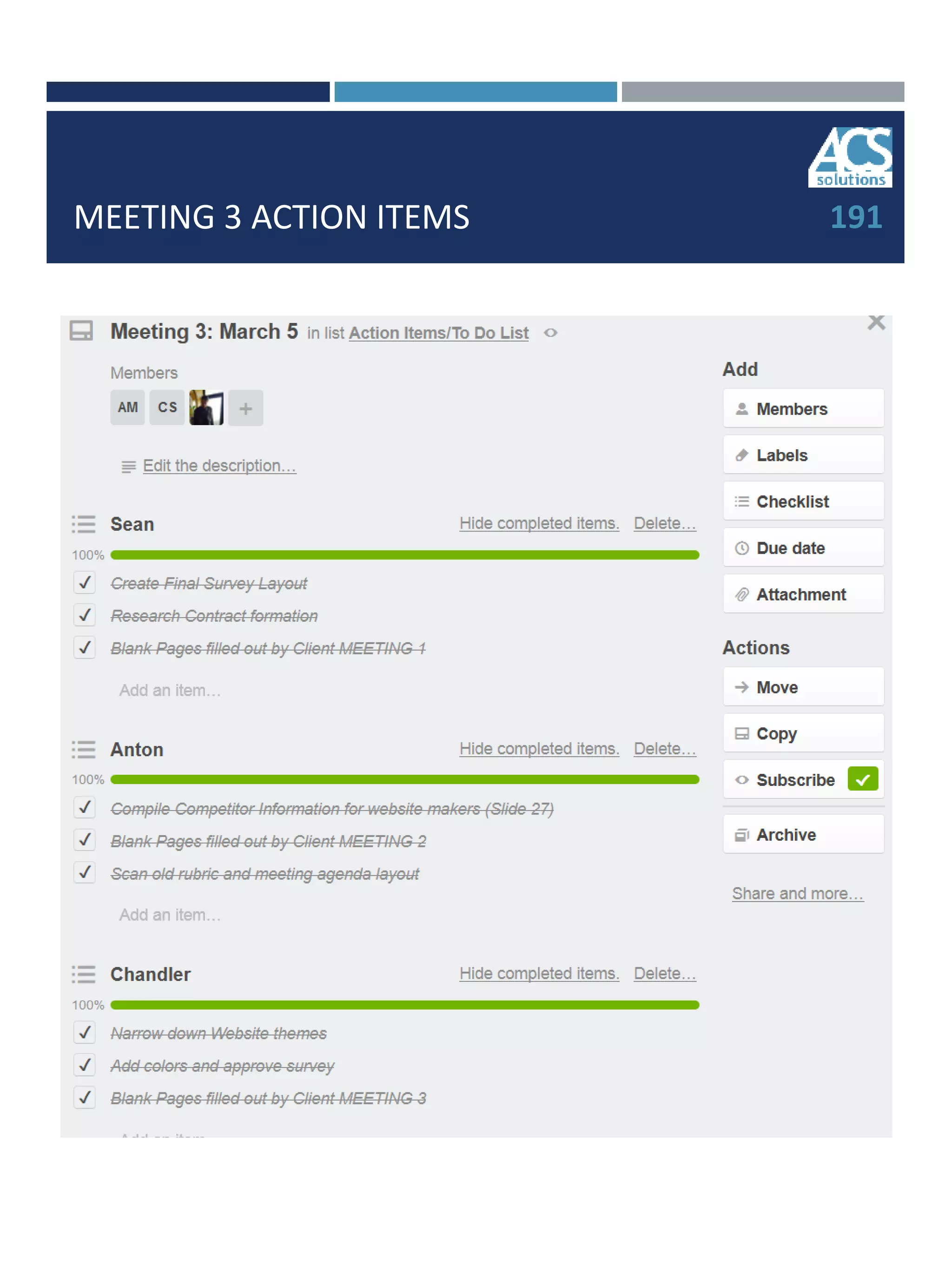 MEETING 3 ACTION ITEMS 191
 