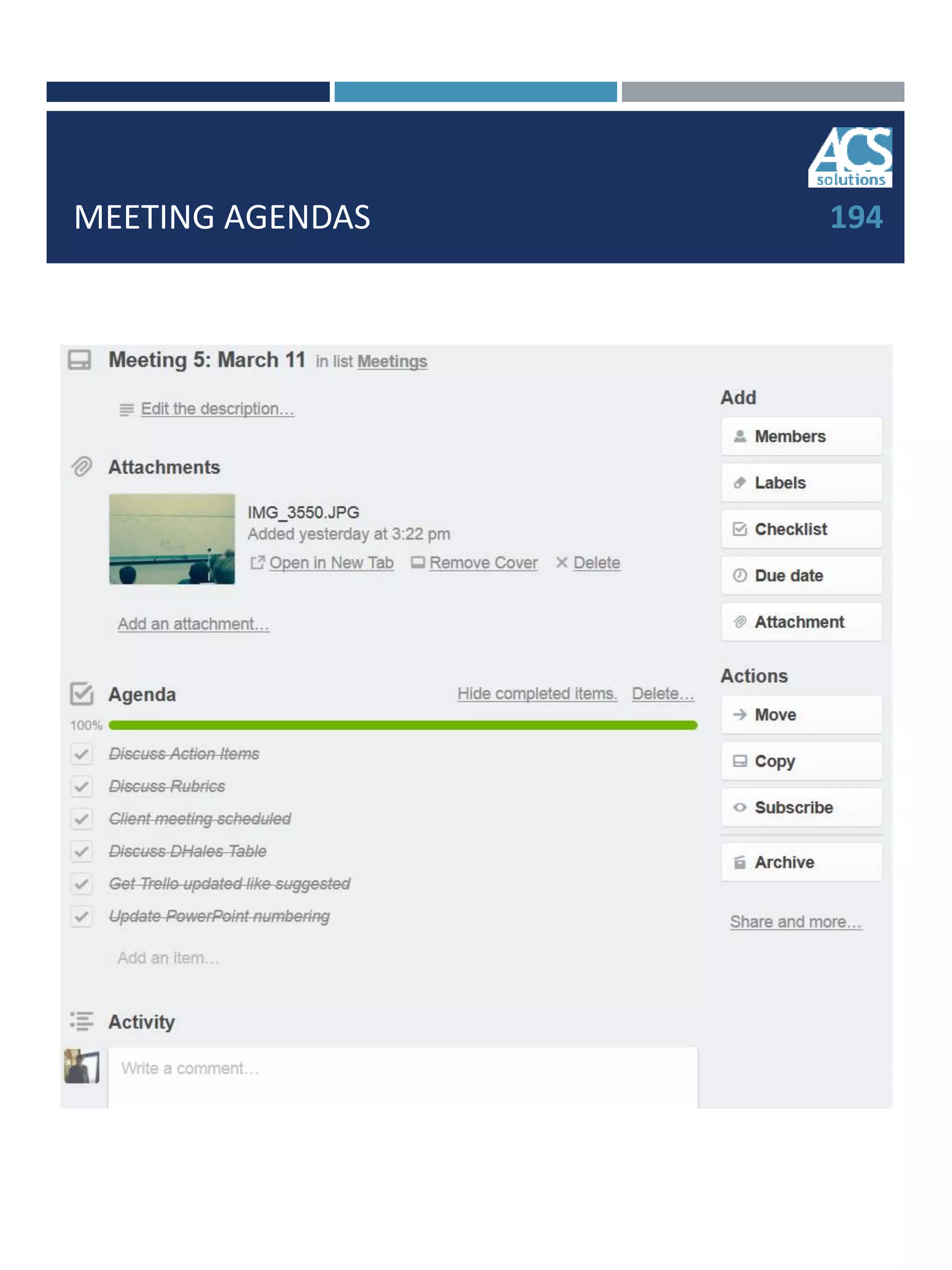 MEETING AGENDAS 194
 