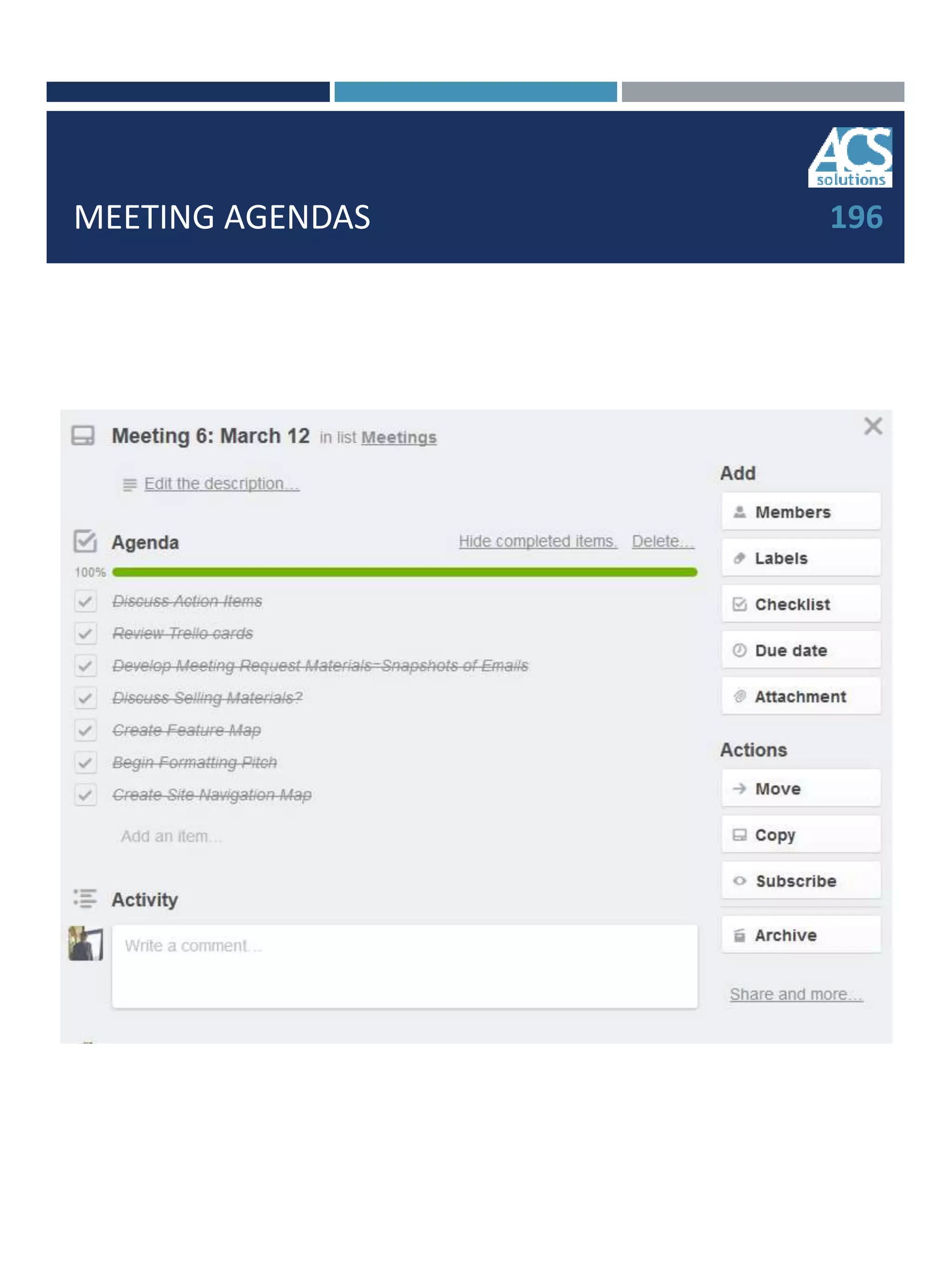 MEETING AGENDAS 196
 