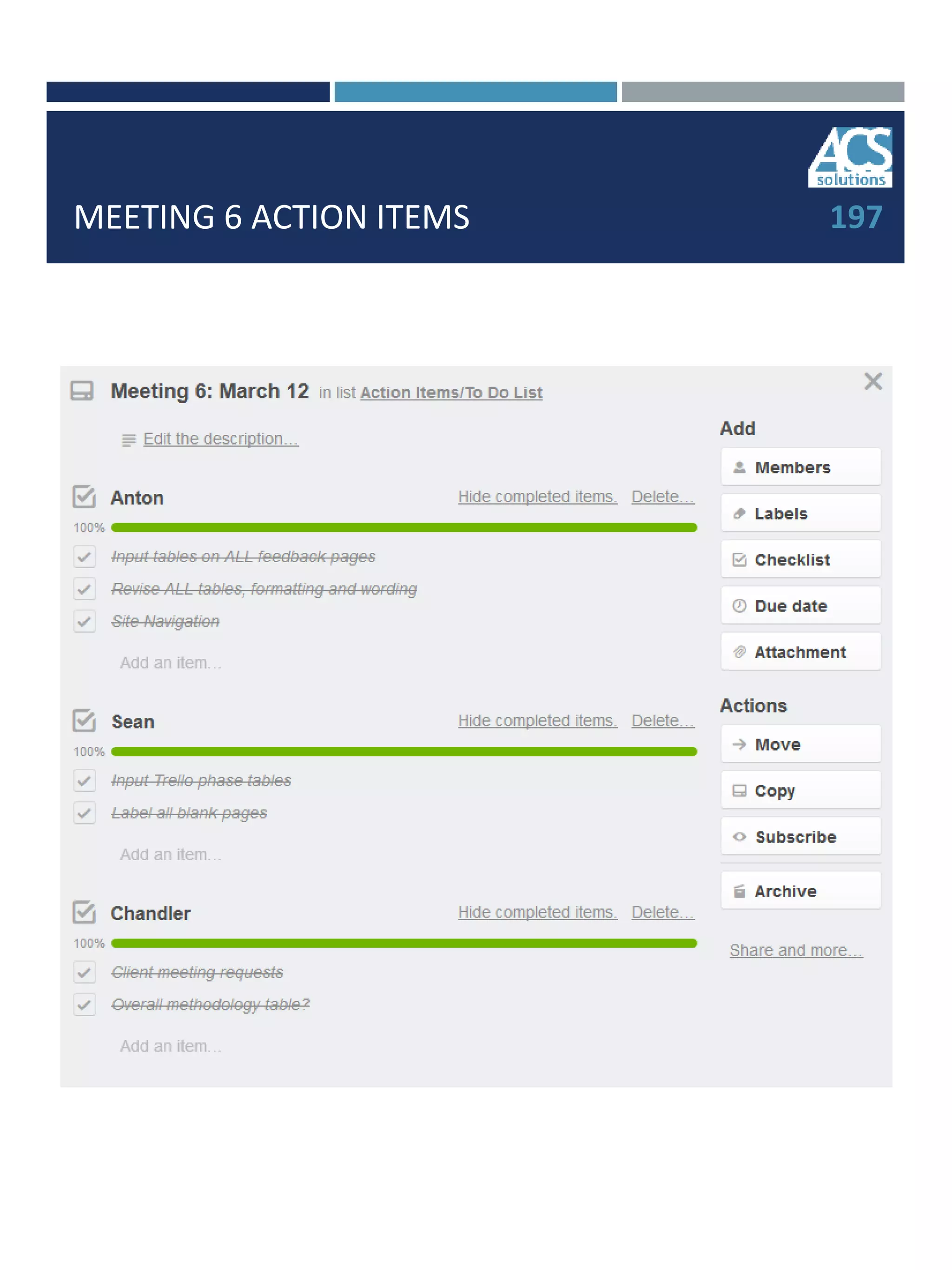MEETING 6 ACTION ITEMS 197
 