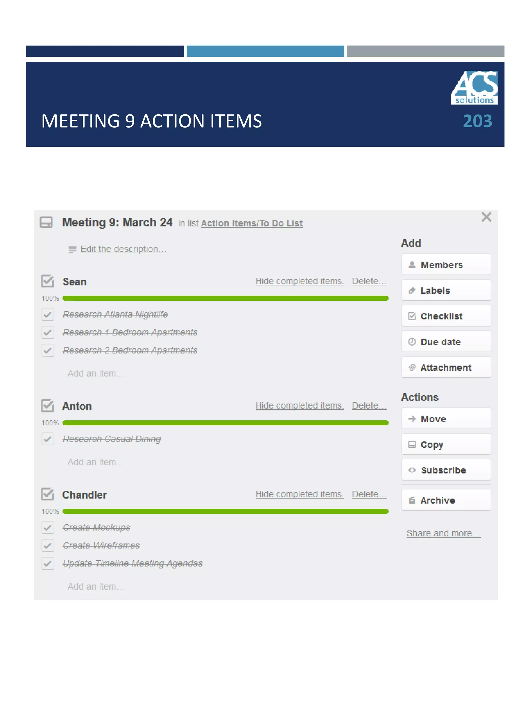 MEETING 9 ACTION ITEMS 203
 