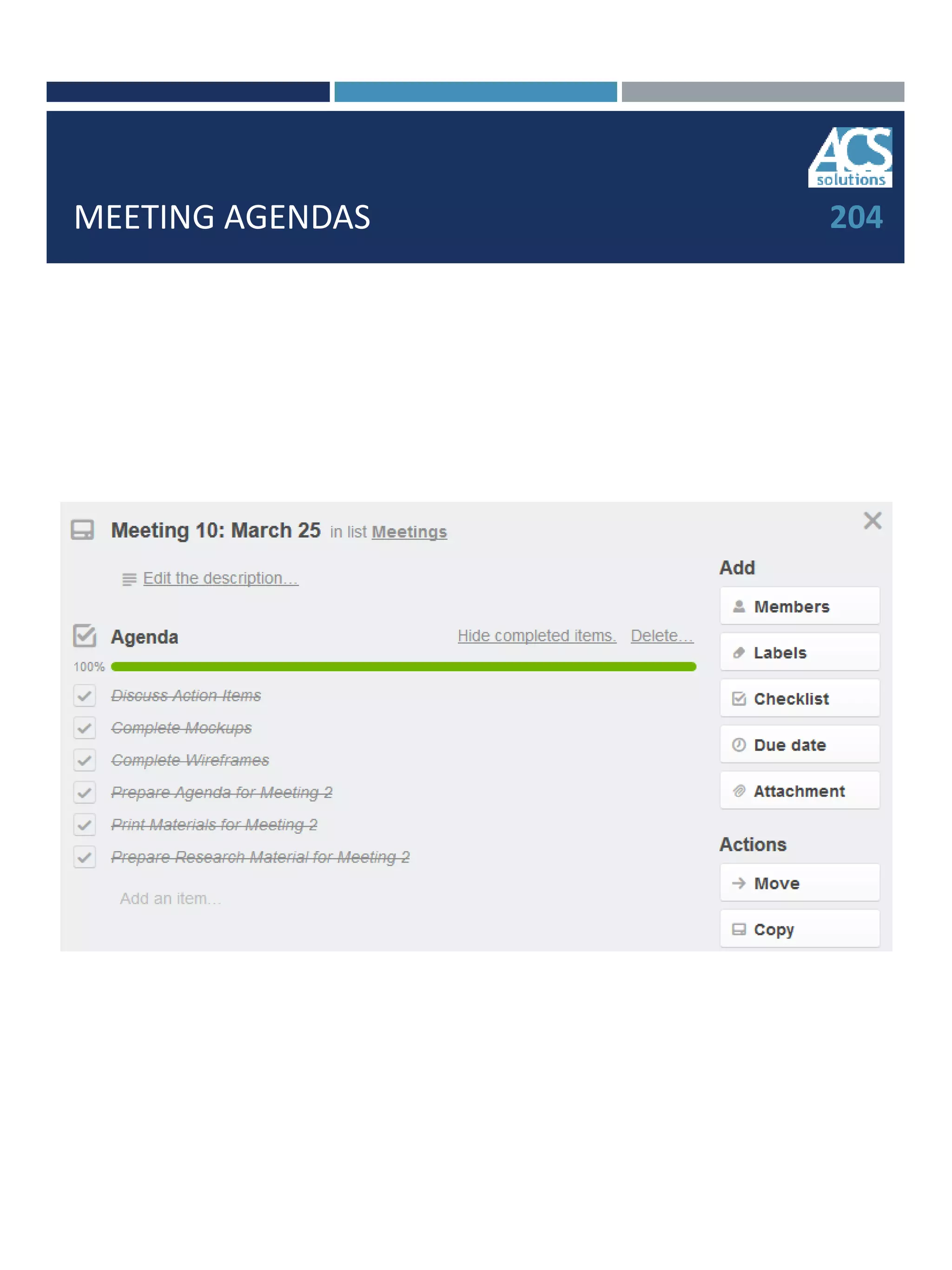 MEETING AGENDAS 204
 
