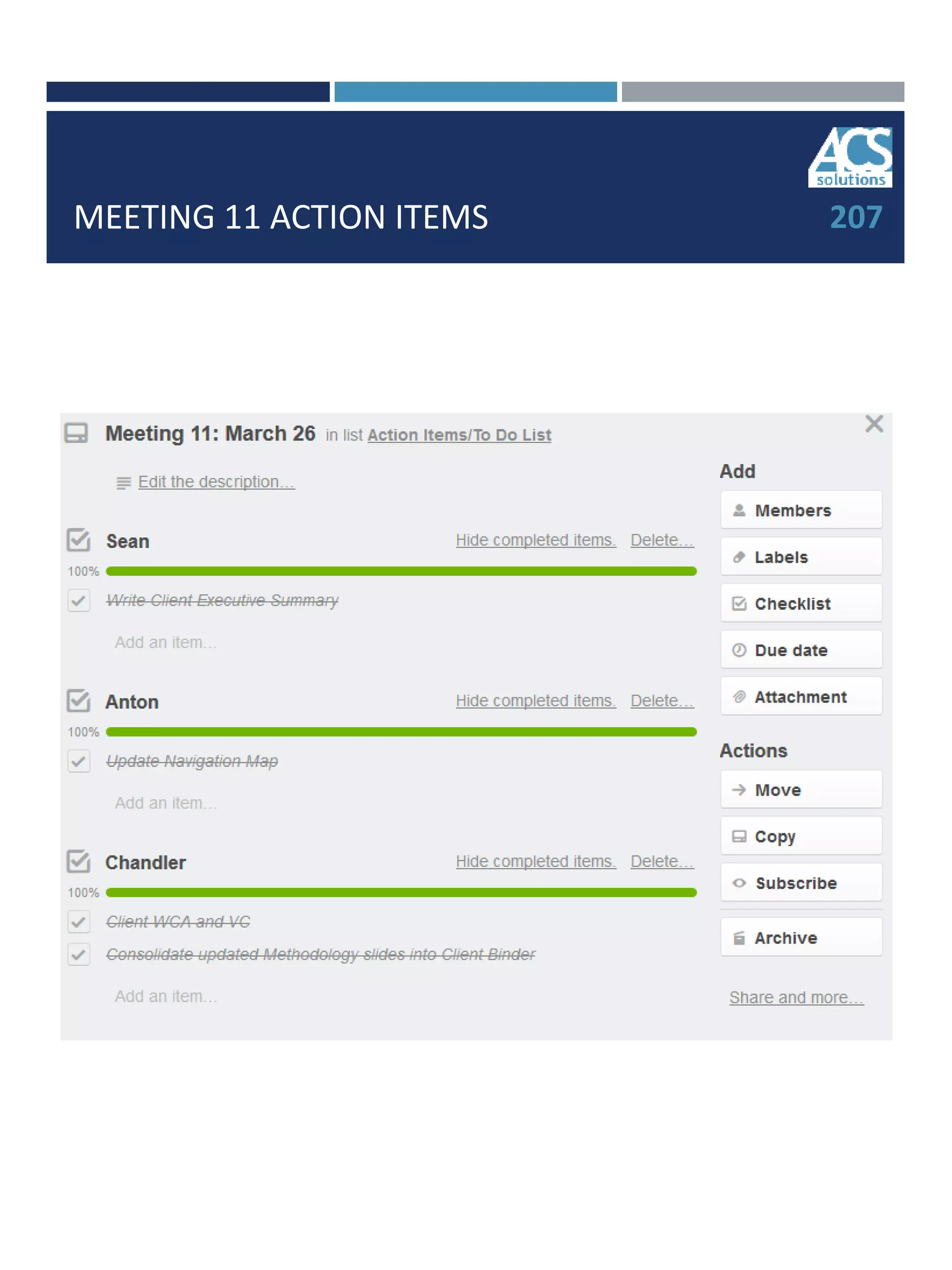 MEETING 11 ACTION ITEMS 207
 