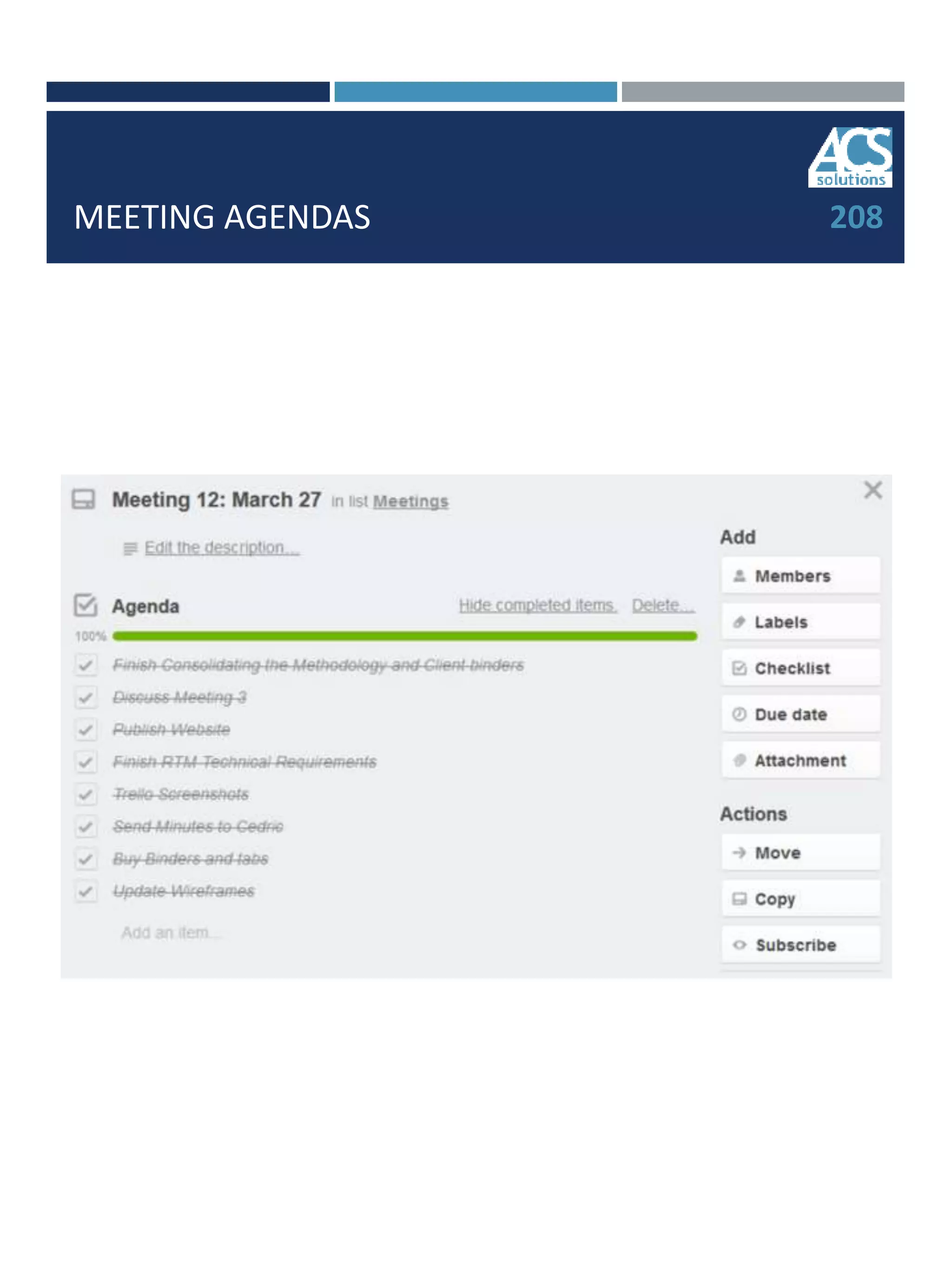 MEETING AGENDAS 208
 