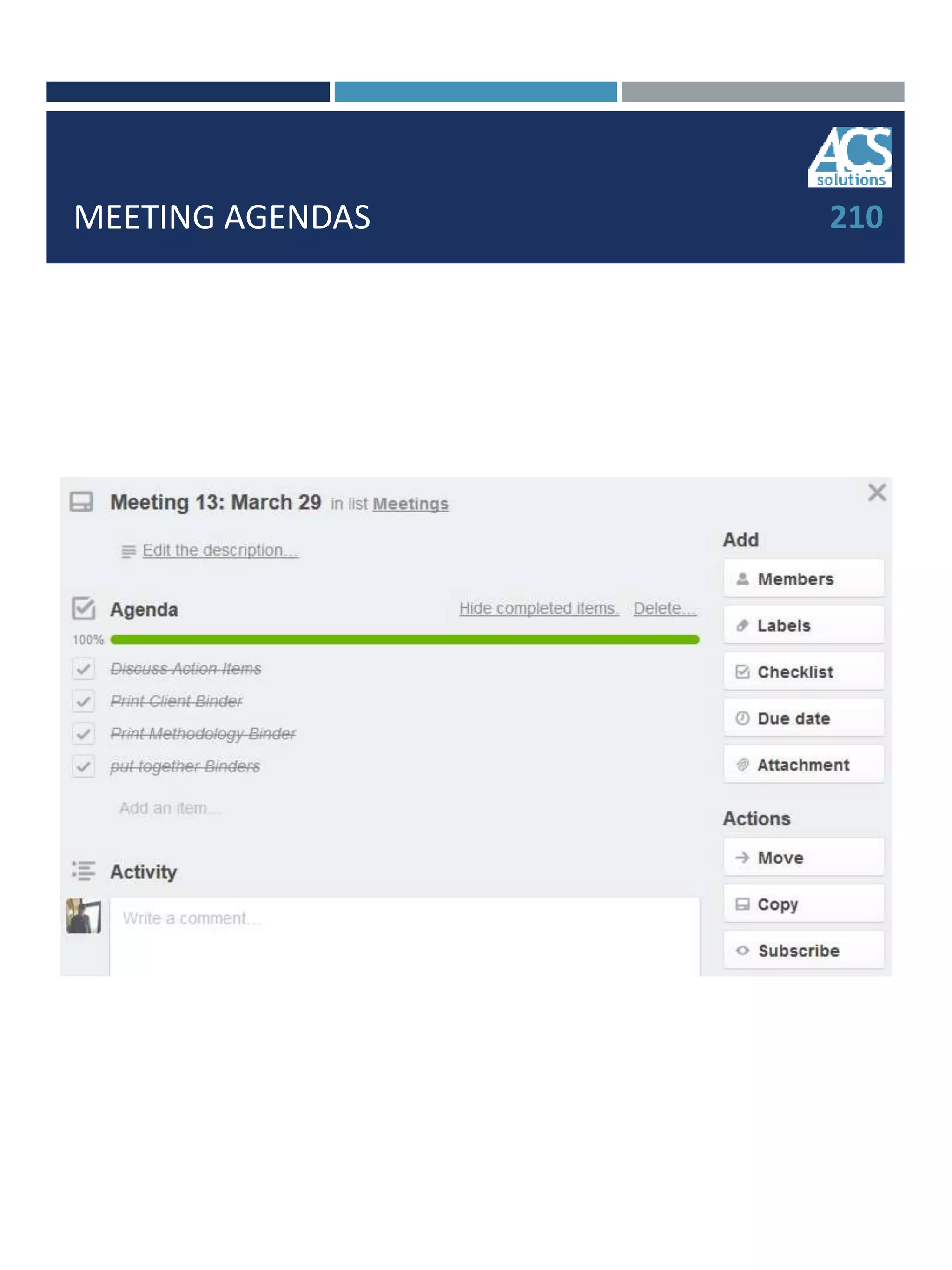 MEETING AGENDAS 210
 