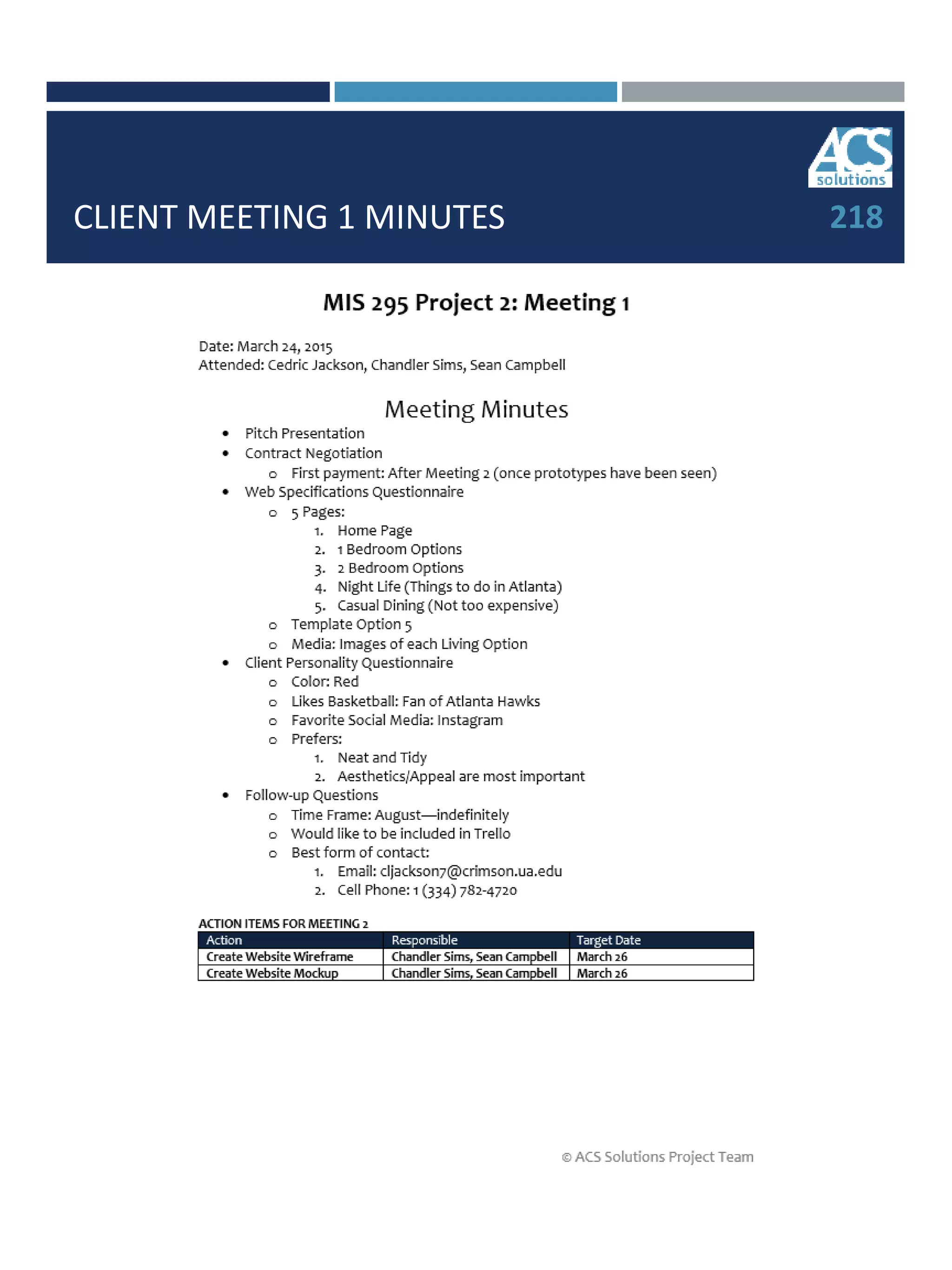 CLIENT MEETING 1 MINUTES 218
 